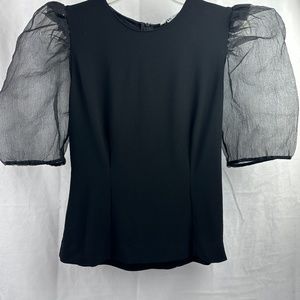 Zara Women's Black Organza Puff Sleeve Top/Blouse - Size XSmall